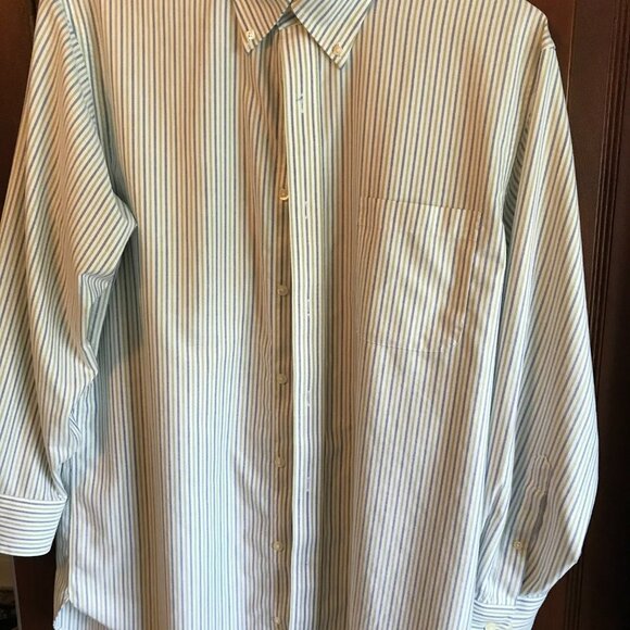 lands' End Men's LS Button Down Striped Sports Shirt Size 16 X 32 - Picture 2 of 9